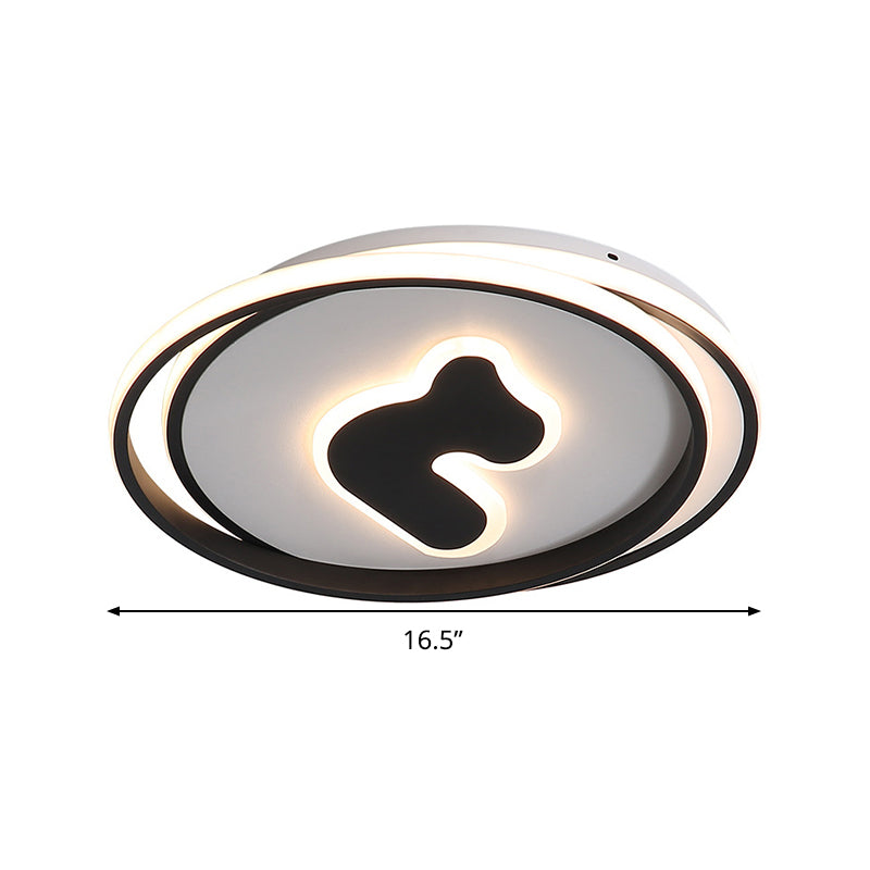 Modern Black Led Flush Mount Ceiling Light Fixture - 16.5’/20.5’ Wide Circle Acrylic