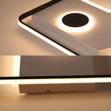 Modern Flush Mount Led Ceiling Light Fixture In Black And White Acrylic With Stepless Dimming Remote