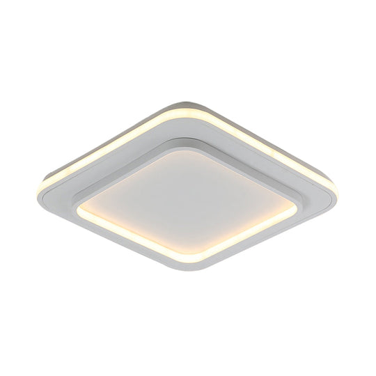 Minimalist White Square Flush Mount Led Ceiling Light Fixture - 18’/21.5’ Acrylic With Warm/White