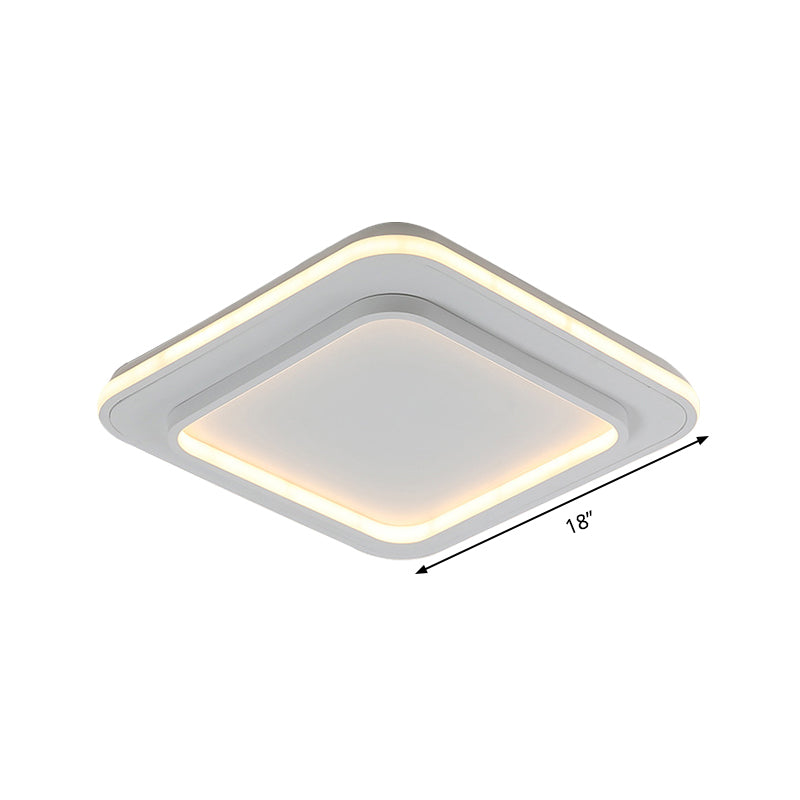 Minimalist White Square Flush Mount Led Ceiling Light Fixture - 18’/21.5’ Acrylic With Warm/White