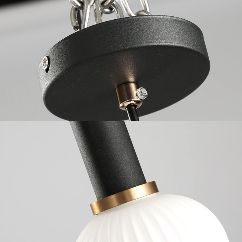 Macaron Pendant Light: Black/Pink/Blue Cylinder/Oval/Drum White Glass Shade 5’/8’/12’ Wide