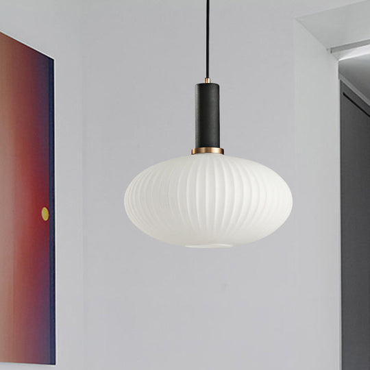 Macaron Pendant Light: Black/Pink/Blue Cylinder/Oval/Drum White Glass Shade 5’/8’/12’ Wide