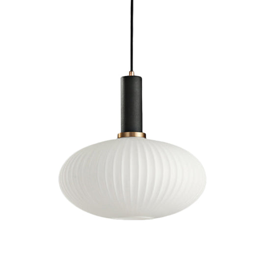 Macaron Pendant Light: Black/Pink/Blue Cylinder/Oval/Drum White Glass Shade 5’/8’/12’ Wide