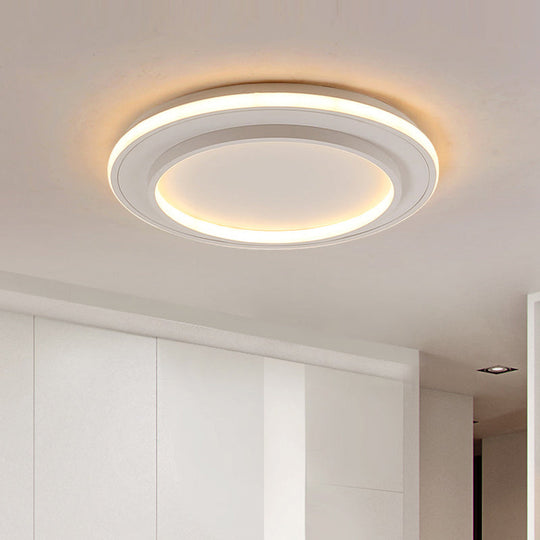 Simple Style White Disk Flush Mount Led Ceiling Light In Warm/White - 18/21.5 Wide / 18 Warm