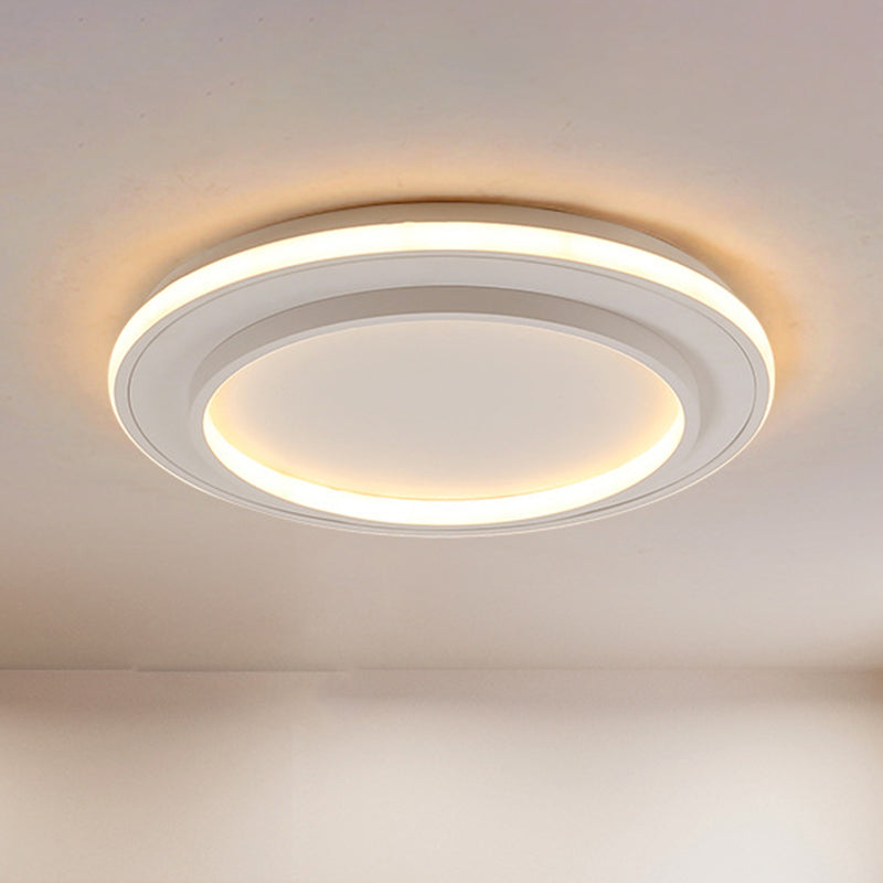 Simple Style White Disk Flush Mount Led Ceiling Light In Warm/White - 18/21.5 Wide