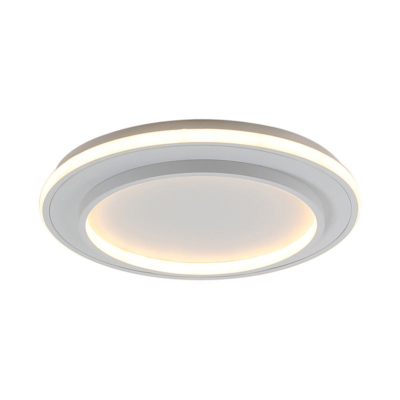 Simple Style White Disk Flush Mount Led Ceiling Light In Warm/White - 18/21.5 Wide
