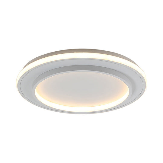Simple Style White Disk Flush Mount Led Ceiling Light In Warm/White - 18/21.5 Wide
