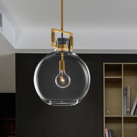 Postmodern Brass Pendant Light With Clear Glass Shade - Dome/Globe/Cone Design 12’/12.5’/14’ Wide