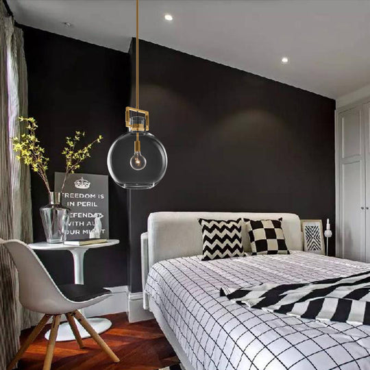 Postmodern Brass Pendant Light With Clear Glass Shade - Dome/Globe/Cone Design 12’/12.5’/14’ Wide