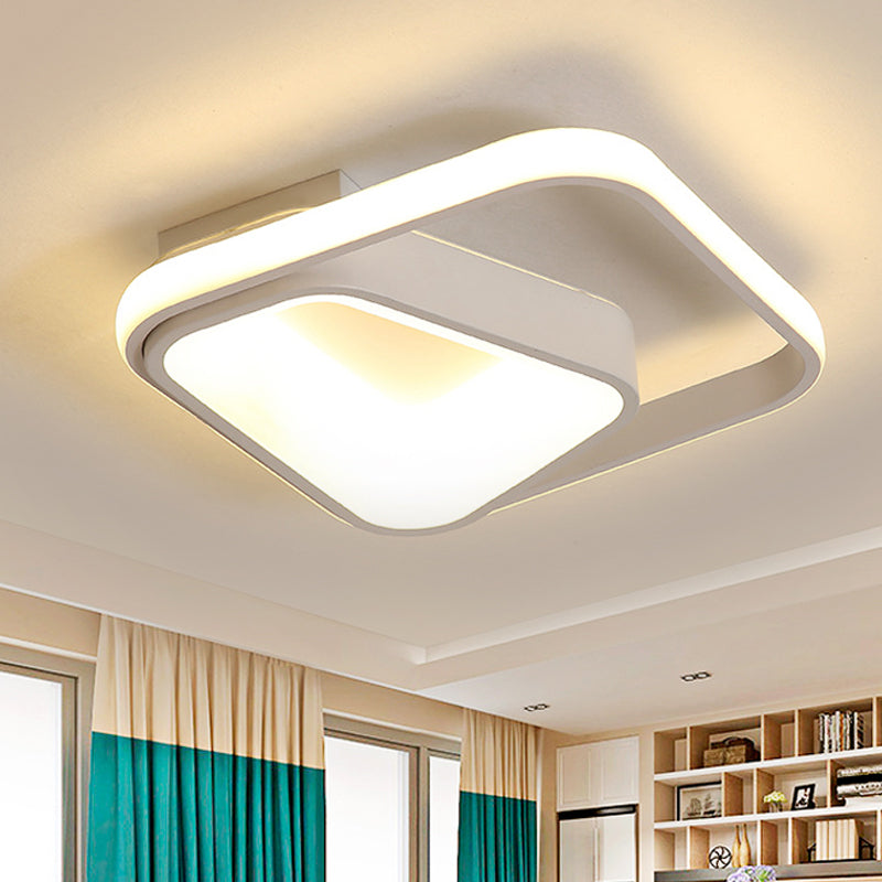Modern Geometric Metal Flush Mount Led Ceiling Lamp In Gray/White - Natural Light Remote Control &