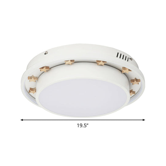 Modernist Metal Led Flush Mount Ceiling Light Fixture For Bedroom - 16’/19.5’ Wide Circular