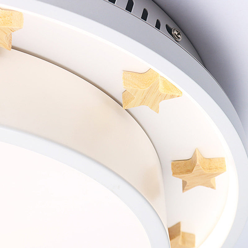 Modernist Metal Led Flush Mount Ceiling Light Fixture For Bedroom - 16’/19.5’ Wide Circular