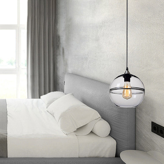 Modern Blue/Clear Glass Pendant Light For Dining Room – 1 Head 8’/10’/12’ Wide