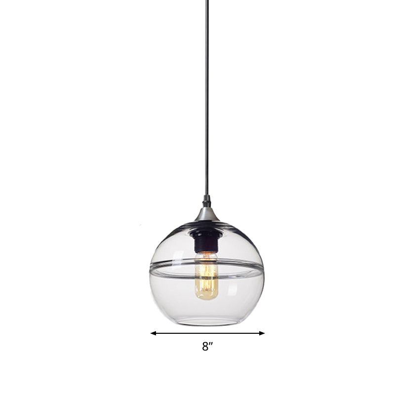 Modern Blue/Clear Glass Pendant Light For Dining Room – 1 Head 8’/10’/12’ Wide