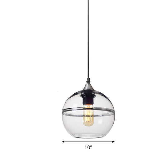 Modern Blue/Clear Glass Pendant Light For Dining Room – 1 Head 8’/10’/12’ Wide