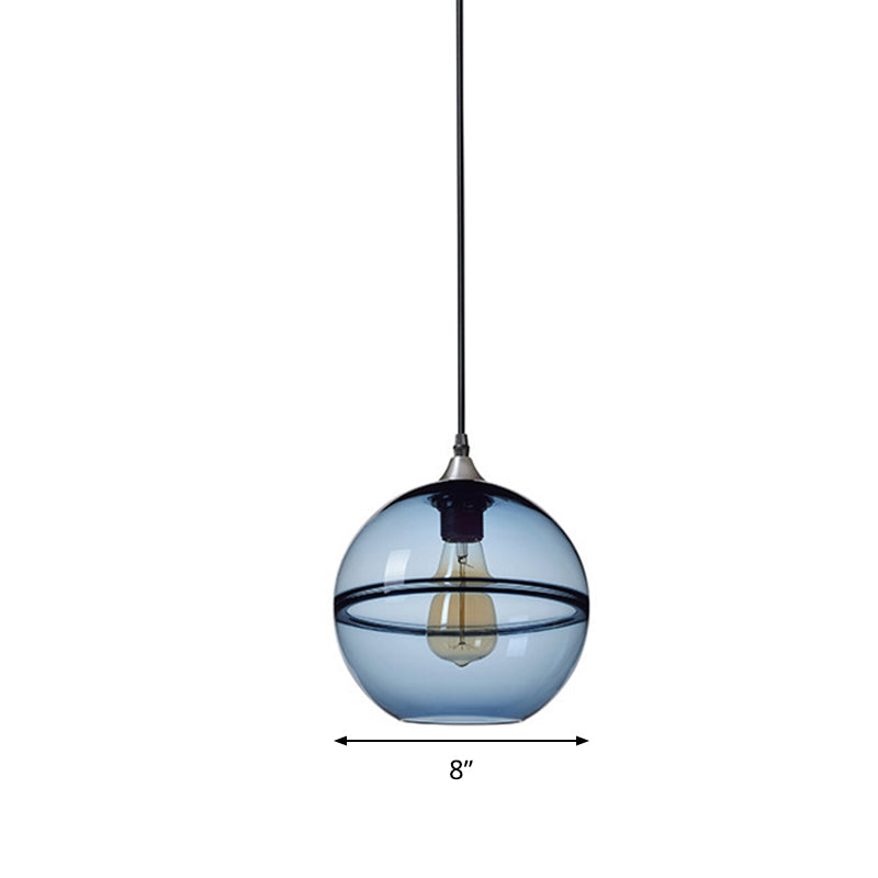 Modern Blue/Clear Glass Pendant Light For Dining Room – 1 Head 8’/10’/12’ Wide
