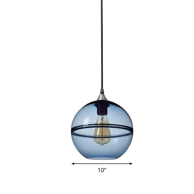 Modern Blue/Clear Glass Pendant Light For Dining Room – 1 Head 8’/10’/12’ Wide