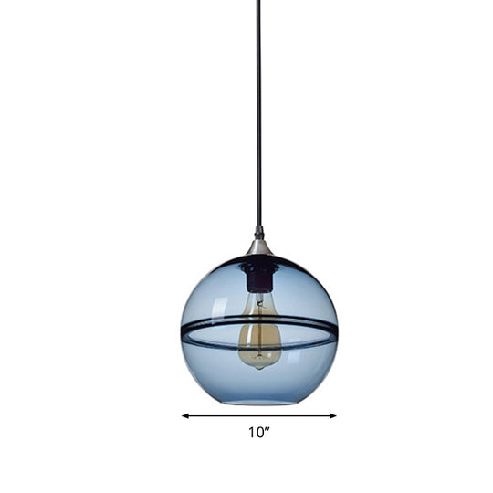 Modern Blue/Clear Glass Pendant Light For Dining Room – 1 Head 8’/10’/12’ Wide