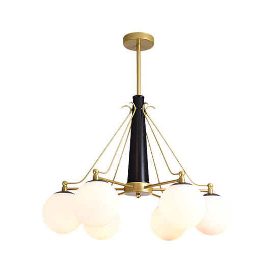 Milky Glass Chandelier Light Fixture - Modern Style 6/8 Lights Gold Finish Ideal For Living Room