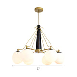 Milky Glass Chandelier Pendant Light - Modern Global Style Gold Finish 6/8 Lights Ideal For Living