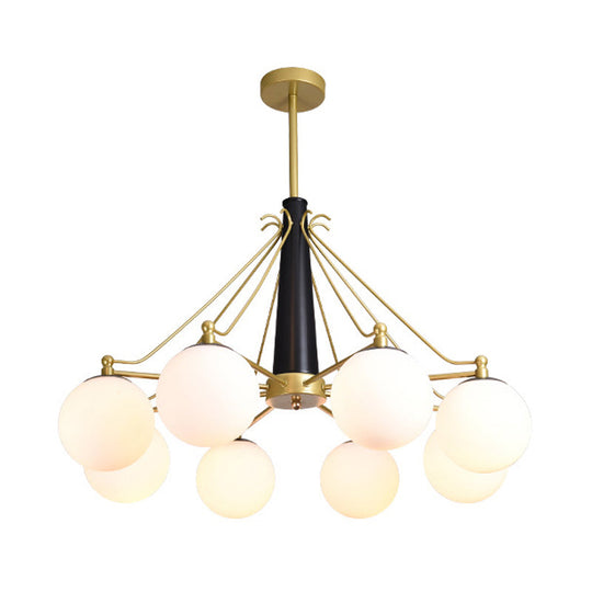 Milky Glass Chandelier Light Fixture - Modern Style 6/8 Lights Gold Finish Ideal For Living Room