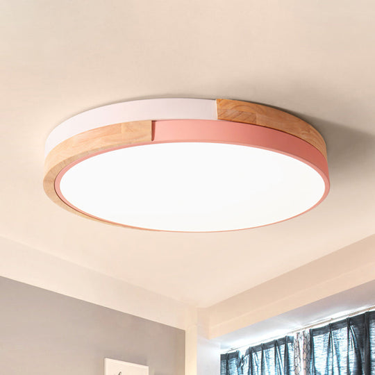 Contemporary Led Metal Circle Flush Light With Acrylic Diffuser In Warm/White - Pink/Yellow/Blue