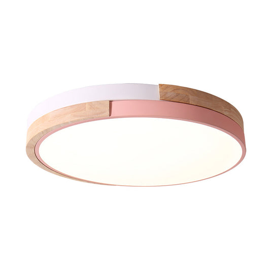 Contemporary Led Metal Circle Flush Light With Acrylic Diffuser In Warm/White - Pink/Yellow/Blue