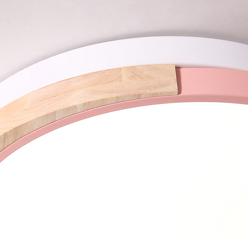 Contemporary Led Metal Circle Flush Light With Acrylic Diffuser In Warm/White - Pink/Yellow/Blue