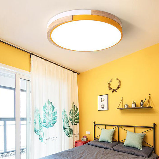 Contemporary Led Metal Circle Flush Light With Acrylic Diffuser In Warm/White - Pink/Yellow/Blue