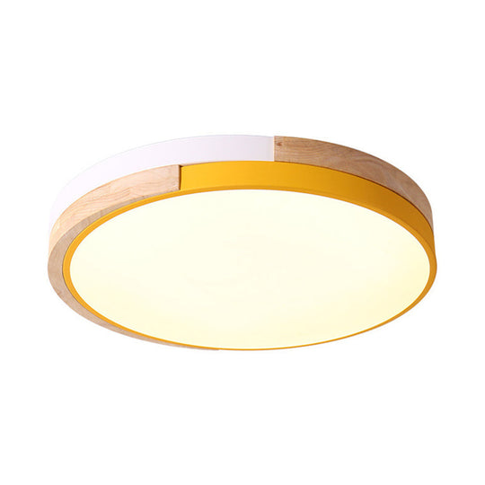 Contemporary Led Metal Circle Flush Light With Acrylic Diffuser In Warm/White - Pink/Yellow/Blue