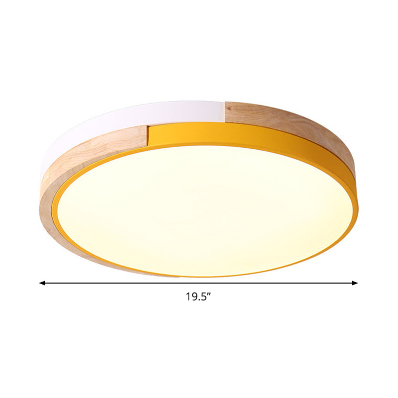 Contemporary Led Metal Circle Flush Light With Acrylic Diffuser In Warm/White - Pink/Yellow/Blue