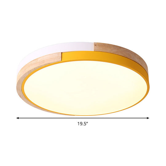 Contemporary Led Metal Circle Flush Light With Acrylic Diffuser In Warm/White - Pink/Yellow/Blue