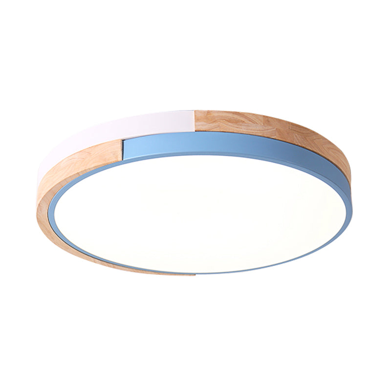 Contemporary Led Metal Circle Flush Light With Acrylic Diffuser In Warm/White - Pink/Yellow/Blue