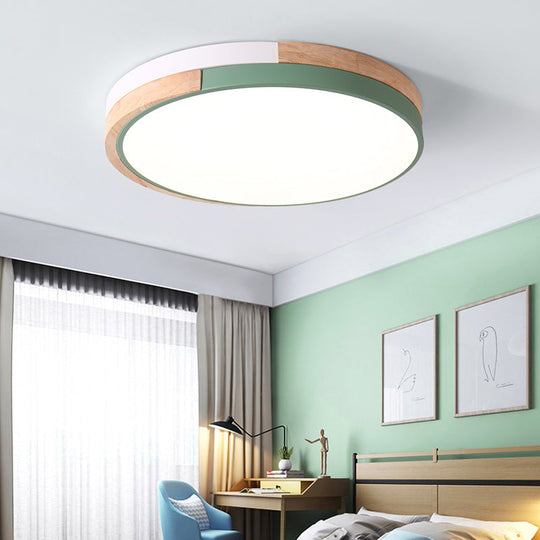 Contemporary Led Metal Circle Flush Light With Acrylic Diffuser In Warm/White - Pink/Yellow/Blue
