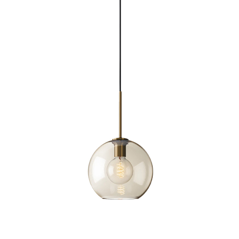 Amber Glass Pendant Light - Modern Brass Hanging Ceiling Fixture (8’/10’/12’ Wide)