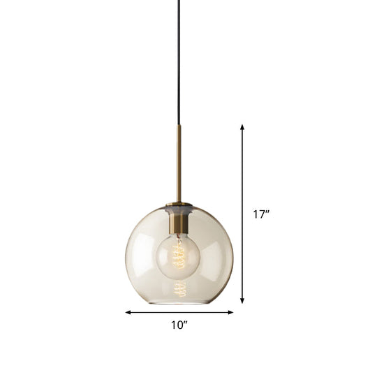 Amber Glass Pendant Light - Modern Brass Hanging Ceiling Fixture (8’/10’/12’ Wide)