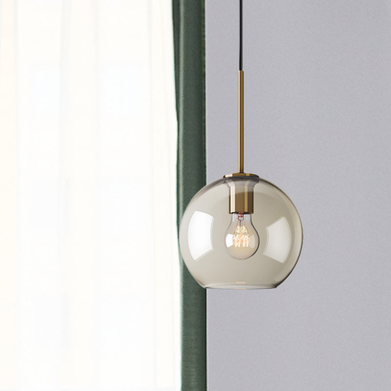 Amber Glass Pendant Light - Modern Brass Hanging Ceiling Fixture (8’/10’/12’ Wide)