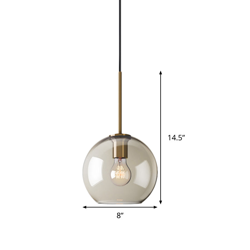 Amber Glass Pendant Light - Modern Brass Hanging Ceiling Fixture (8’/10’/12’ Wide)