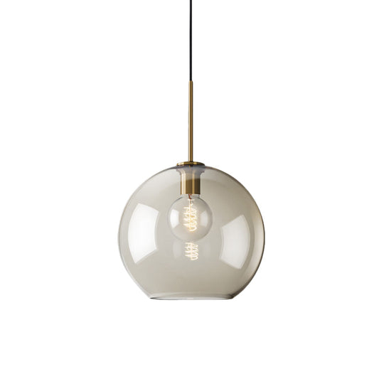 Amber Glass Pendant Light - Modern Brass Hanging Ceiling Fixture (8’/10’/12’ Wide)