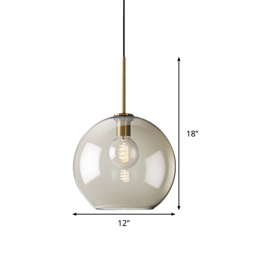 Amber Glass Pendant Light - Modern Brass Hanging Ceiling Fixture (8’/10’/12’ Wide)