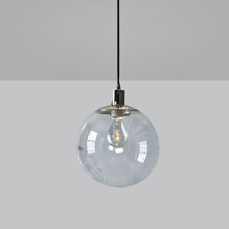 Simple Style Clear Glass Globe Pendant Ceiling Light - Wide 8’/10’/12’ 1 Head Hanging Lamp / 8’