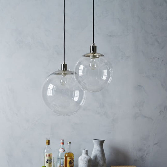 Contemporary Simple Style Clear Glass Pendant Light - 8/10/12 Wide 1 Head Ceiling Hanging Lamp