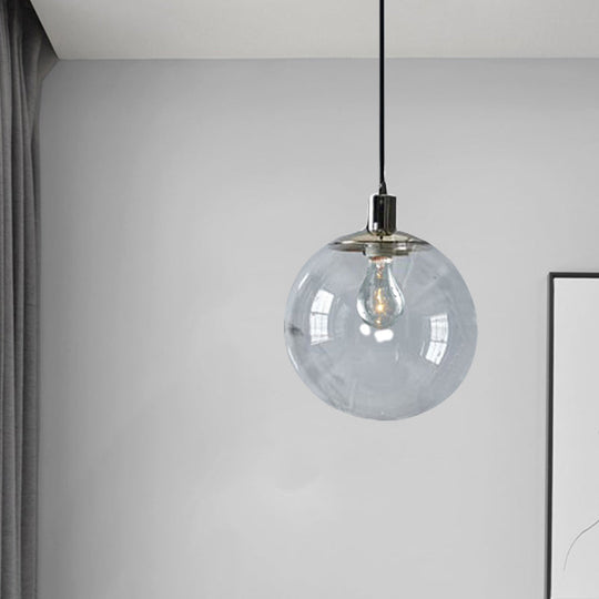 Contemporary Simple Style Clear Glass Pendant Light - 8/10/12 Wide 1 Head Ceiling Hanging Lamp
