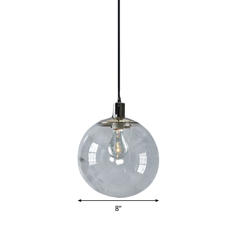 Simple Style Clear Glass Globe Pendant Ceiling Light - Wide 8’/10’/12’ 1 Head Hanging Lamp