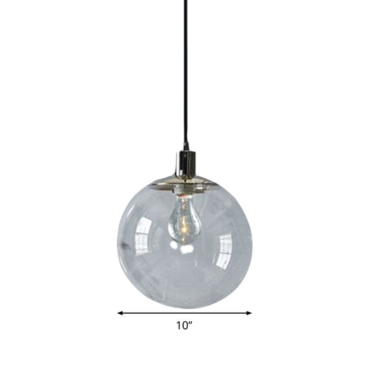 Contemporary Simple Style Clear Glass Pendant Light - 8/10/12 Wide 1 Head Ceiling Hanging Lamp