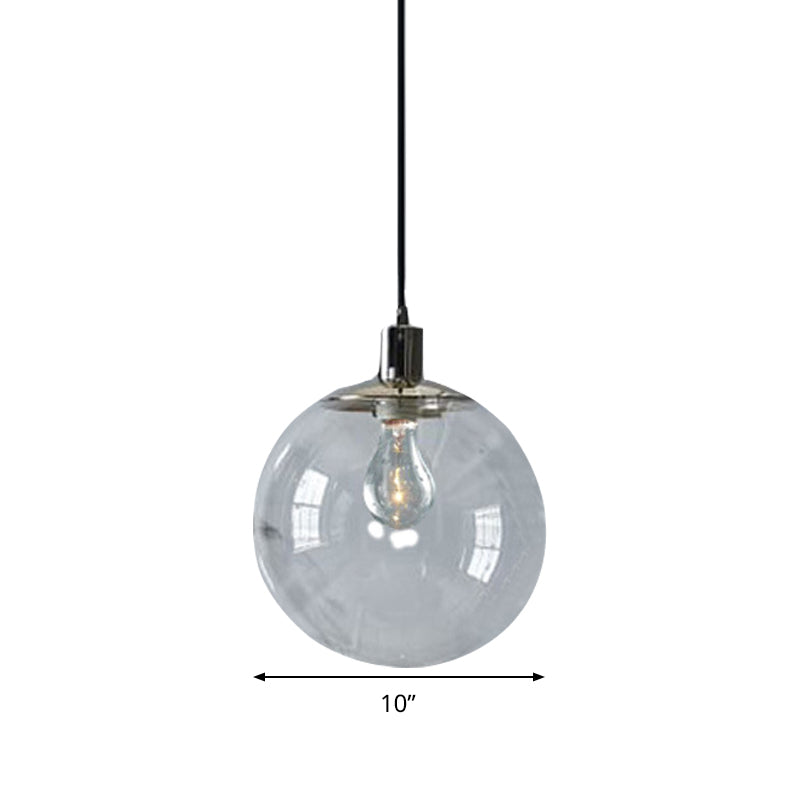 Simple Style Clear Glass Globe Pendant Ceiling Light - Wide 8’/10’/12’ 1 Head Hanging Lamp