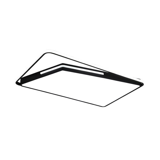 Modern Rectangle Ceiling Mounted Led Flush Light Fixture For Living Room - Black/White With