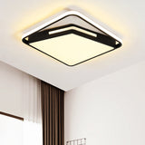 16/19.5 Metal Square Ceiling Mount Light Fixture - Contemporary Black/White Flush In Warm/White/3