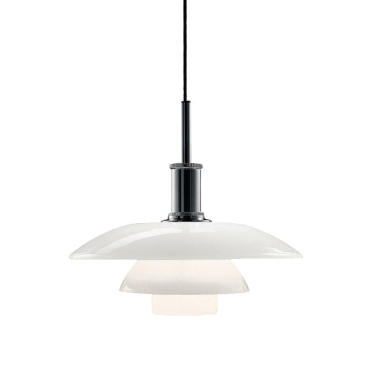 Modernist White Glass 3-Tier Suspension Light With 1 Bulb Hanging Lamp Perfect For Living Room