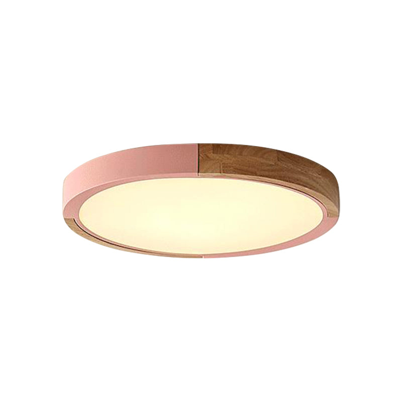Circular Macaron Led Flush Mount Ceiling Light In 3 Colors And 2 Options 16’/19.5’ Wide
